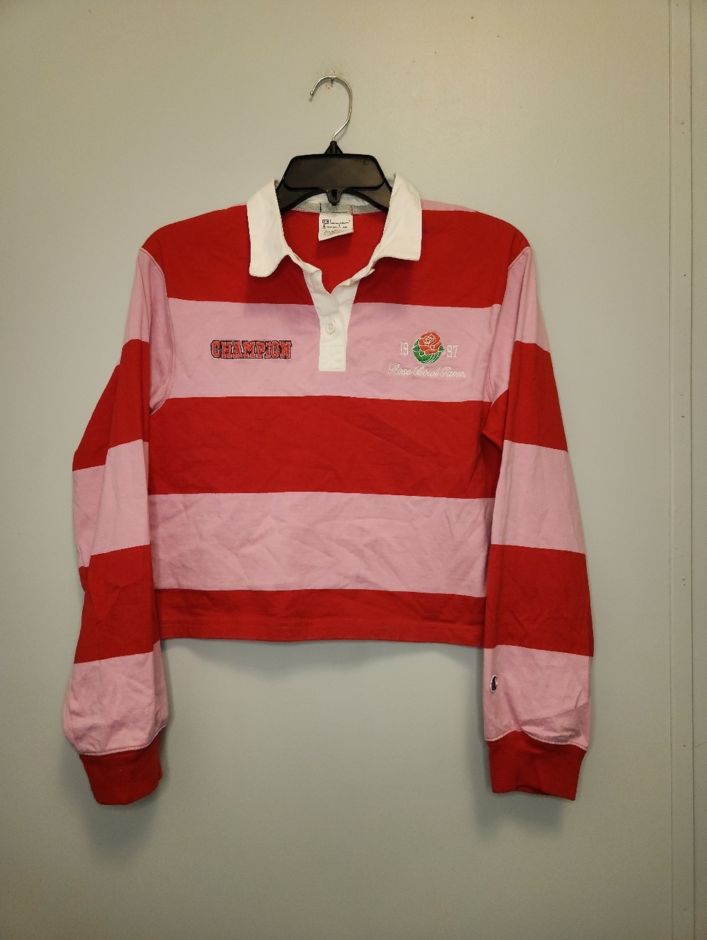 Champion Retro Long-Sleeve Cropped Rugby Polo Size XS